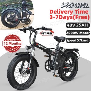 Bicycle DEEPOWER G20PRO 2000W 48V 25AH Electric Bicycle 20Inch Fat Tire Electric Bike Outdoor Folding Mountain Ebike Adult Snow Bicycle
