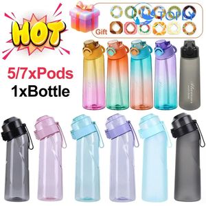 Botella de agua con sabor a bicicleta con 7 cápsulas de sabor Calabaza de agua de aire helada 650 ml Juego de iniciación deportivo Copa Camping Pesca Pods 240117