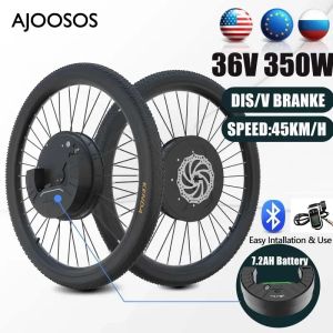 Bicycle Wireless Ebike Kit Conversion All In One Motor Wheel for Electric Bike Conversion Kit 350W 36V 7.2AH 45KM / H SPEED DISC / V Freinage
