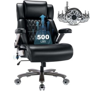 Silla de oficina grande y alta de 500 libras - soporte lumbar ajustable brazos 3D glip brazos de metal de servicio pesado, silla de escritorio de computadora ejecutiva grande, gruesa