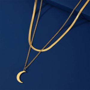 Gran luna creciente 14k oro amarillo collar fase pagana bruja gótica amuleto wiccan colgante brujería lunar joyería mágica regalo de las mujeres