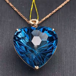 Joyería de piedras preciosas grandes, venta al por mayor, oro de Sudáfrica, Diamante Real, 19,22 CT, collar de Topacio Azul Natural de Londres, colgante para mujer