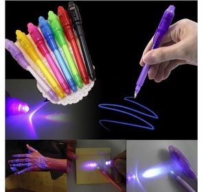 Bolígrafo de luz luminosa de cabeza grande Magic Purple 2 en 1 UV negro luces Combo dibujo bolígrafos de tinta invisible juguetes educativos de aprendizaje para niños