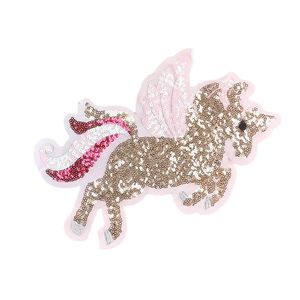 Gran hierro en parches para ropa Nada de costura Sequin unicornio parche decorativo coser apliques aplicados de ropa de bricolaje mochila mochila artes de artesanía