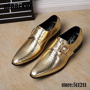 ¡Tamaño grande EU46 zapatos para hombre con patrón de escamas de pescado zapatos de vestir de negocios de moda de cuero genuino para hombres dorado/gris oscuro!