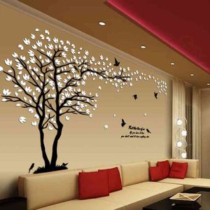 Grande taille amoureux arbre acrylique Stickers muraux pour salon TV canapé mur 3D art décoration accessoires décor à la maison 210615