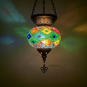 Grande taille turc mosaïque suspension lampe Vintage Art déco fabriqués à la main lampara De Mesa verre romantique lumière Con Mosaicos lampes