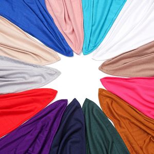 Grande taille femmes Hijabs Rectangle longs châles Premium Jersey foulard musulman tête enveloppement plaine doux Turban cravate étole