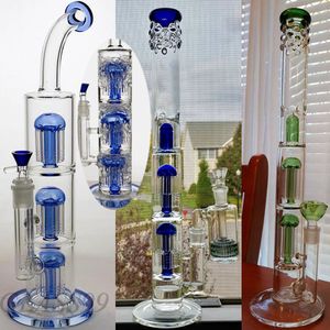 BIG Straight Hookahs Bongs en verre avec bras Tree Percs Matrix Percolator Pipe à eau Boro Dab Rigs Bubbler à fumer épais avec joint de 18 mm