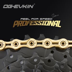 Chaînes de vélo OG-EVKIN C-01 91011 Chaîne de vélo de vitesse HalfFull Hollow Bike Chain MountainRoad Chains Ultralight 116 Quick Link GoldSilver 230606