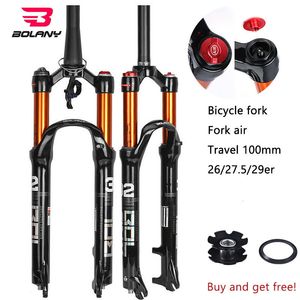 Forcelle per bici Bolany Lega di magnesio MTB Forcella per bicicletta Supension Air 2627.5 29er Inch Mountain Bike 32 Forcella RL100mm Per accessori per biciclette 230606