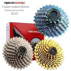 Ruedas libres de bicicleta Ruedas de cadena RACEWORK Road Cassette de 11 velocidades 28T 32T Rueda libre de bicicleta Volante colorido de plata dorada para Shimamo 105 6800 R7000 R8000 230228