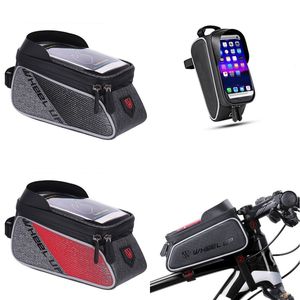 Sac de cadre avant de vélo Vélo de montagne Support de téléphone étanche Équipement de cyclisme Écran tactile Sacs de tube supérieur Zipper Noir Rouge 35lxa G2