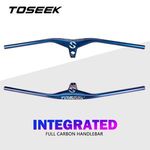 Bike Handlebars Components TOSEEK Carbon MTB Integrated Handlebar and Stem 17 Degrees Fork 28.6mm For Mountain Bicycle Parts Dazzle Blue 230907