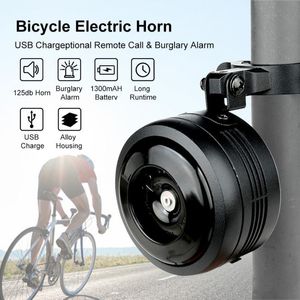 Hornes de vélo 125 dB USB Charge Bicycle Bell Scooter Trumpet Scooter Horn 1300mAh Antitheft Alarm Sirène Remote Contrôle 230811