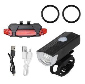 Lumières de vélo lumière de vélo USB LED ensemble Rechargeable Cycle de montagne avant arrière lampe de phare Accessories6348565