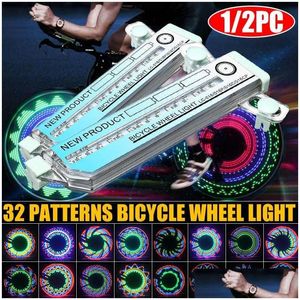 Lumières de vélo Lumières de vélo 32 modèles LED Lumière de roue de vélo Colorf Pneu Pneu Spoke Signal Accessoires Équipement de sécurité de cyclisme en plein air Dhuqi