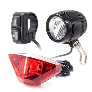 Luces de bicicleta Ebike Faro y conjunto de luces traseras Entrada 24V 36V 48V 56V E-Bike Lámpara LED Cola de bicicleta eléctrica