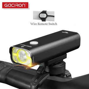 Lumières de vélo GACIRON 400800LM phare avant de vélo avec interrupteur à distance filaire IPX6 étanche rechargeable lampe de poche de concours Pro 231009