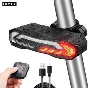 Lumières de vélo IBYLY feu arrière de frein clignotant télécommande sans fil lampe tournante LED alarme de vélo étanche antivol arrière 230907