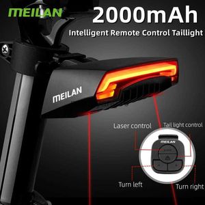 Luces de bicicleta Meilan X5 Bike Frake Light Light Linterna Bicicleta Control remoto inalámbrico Girador de ciclismo Línea de seguridad láser luces traseras HKD230810