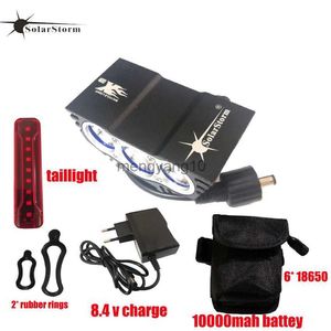 Bike Lights Solarstorm x3 LED LED LETLING 4 MODE BILLE T6 LAMBRE DE LUMIÈRE avant Lantern USB Arrière 10000mAh Batterie Pack MTB Imperpose HKD230810