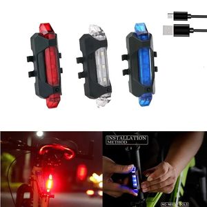 Feux de vélo USB chargeant des lumières de vélo de montagne imperméables avertissement feux arrière de vélo scooter électrique LED phares feux arrière 231027