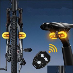 Lights de vélo USB Charges sans fil à distance de direction du feu arrière-que arrière détachable Mountain Night Riding Warning Équipement