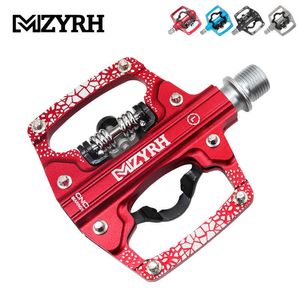 Bike Pedals MZYRH Self-locking Pedal 2 In 1 With Free Cleat For SPD System MTB Road Aluminum Anti-slip Sealed Bearing Bicycle Pedels 0208