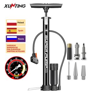 Bombas para bicicletas Xunting Bike Pump Super Hand Air Floor Pump con válvulas Presta Schrader MAX 160PSI Bomba de aire multiusos para bicicletas Road Balls 230919