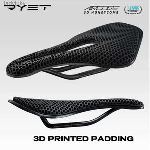 Sillines de bicicleta RYET 3D Impreso Sillín de bicicleta Ultraligero Fibra de carbono Hueco Cómodo Transpirable MTB Grava Bicicleta de carretera Ciclismo Piezas de asientoL240108