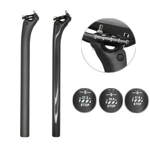 Tiges de vélo PAS de tige de selle en Fiber de carbone vtt 27.230.831.6mm tige de selle de vélo MountainRoad 3K pièces de vélo mattegloss 230606