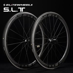 Roues de vélo Elitewheels SLT route carbone Aero A1 frein RA18 roulement en céramique pilier de moyeu 1423 rayons tubulaires pneu Tubeless roues 230825