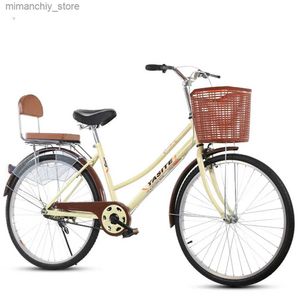Vélos 24/26 pouces vélo anti-dérapant pneus épaissis cadre en acier à haute teneur en carbone Double couche en alliage d'aluminium jante adulte rétro vélo Q231030