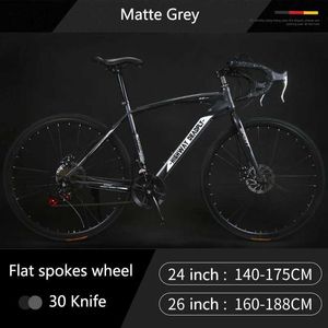 Bikes 26 pouces Moutian Bike Road Bikyle Steel Frame 48 cm Bicycle à 24 vitesses Double Disc Brake Racing Bike Freewheel Y240423