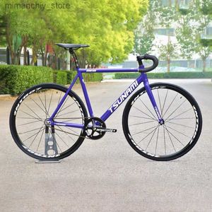 Bikes Fixie Fixed Gear Bike Tsunami Track Sing Speed Racing Bicyc 700C SNM100 Aluminium Alloy Cadre Cycling Pièces Personnalités Q231129