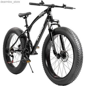 Bicicleta de montaña bicicleta con neumáticos de grasa de 26 pulgadas 21 frenos de disco duales de doble suspensión delantero y marco de acero de alto carbono Anti Slip Bike L48