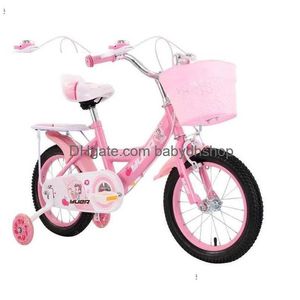 Vélos Ride-Ons Vélo pour enfants avec roues auxiliaires Panier Cadre en acier à haute teneur en carbone 12/14/16/18/20 pouces Vélo pour 2 à 10 ans O Dhpky