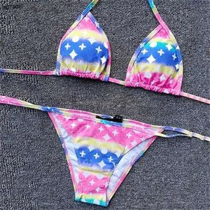 Bikini Traje de baño Mujeres Sexy Swimsuit Ladies Letra dividida sin respaldo Multicolor Tiempo de verano Superios de baño Batillo de viento