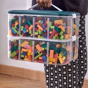 Bacs CONTERNES DE Rangement de blocs de construction Small Things Tri Boîte avec Handle Block Toys Toydries Container Plastic Organizer Case
