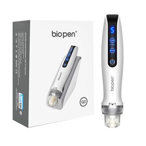 Bio Pen-Q2 Professional Miconeedling Pen Auto Wireless Derma stylo Blue Red Lightrapy EMS Electroporation Skin Pen for Hair Growth Face Face Body Skin Care