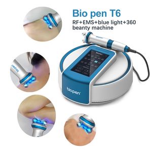 Mini équipement de radiofréquence de massage électrique Rf Machine à micro-courant Ems Led Blue Light Microcurrent Bio Pen T6 pour appareil de beauté pour les soins de la peau