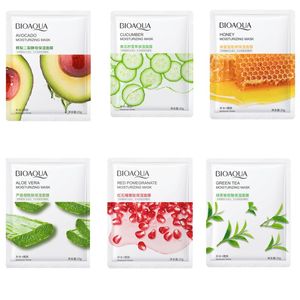 BIOAQUA Concombre Centella Miel Avocat Feuille de Masque Visage Hydratant Grenade Aloès Masques Végétaux