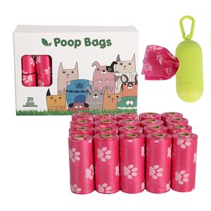 Bolsa biodegradable para excrementos de perros, 20 rollos, bolsas para excrementos de perros y mascotas con dispensador