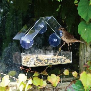 Bird Cages An Organic Glass Alec Feeder Outdoor Adsorption Feeding Anti Splash Food Box And Trough Bowl 231218