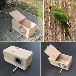 Bird Cage Wooden Nesting Box for Parakeet Budgies Finch Lovebird Parrot Birdhouse with Hatching Nest