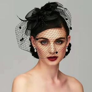 Birdcage Bride Veil Wedding Hair Accessories Fleurs Feather Mesh Veil Face Cover Multi Couleurs Corée Japon noir blanc 240110