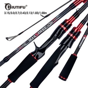 BIUTIFU-señuelo de fundición giratoria, caña de pescar, guía FUJI 1,8/2,1/2,4/2,7/3,15 m, carbono 3-70g M/MH/H, Baitcasting para lucio, poste 220224