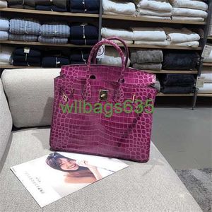 BK Crocodile Sacs Trust Luxury Handbag High End High End Custom Socialite Fashion Crocodile Sac platine authentique sac à main en cuir grand B A LOGO HB54