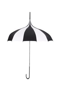 Parapluie de pluie noire et blanc femme grande grande poignée longue manche gothique classique de la tour de vent pagode livraison rapide 8779275